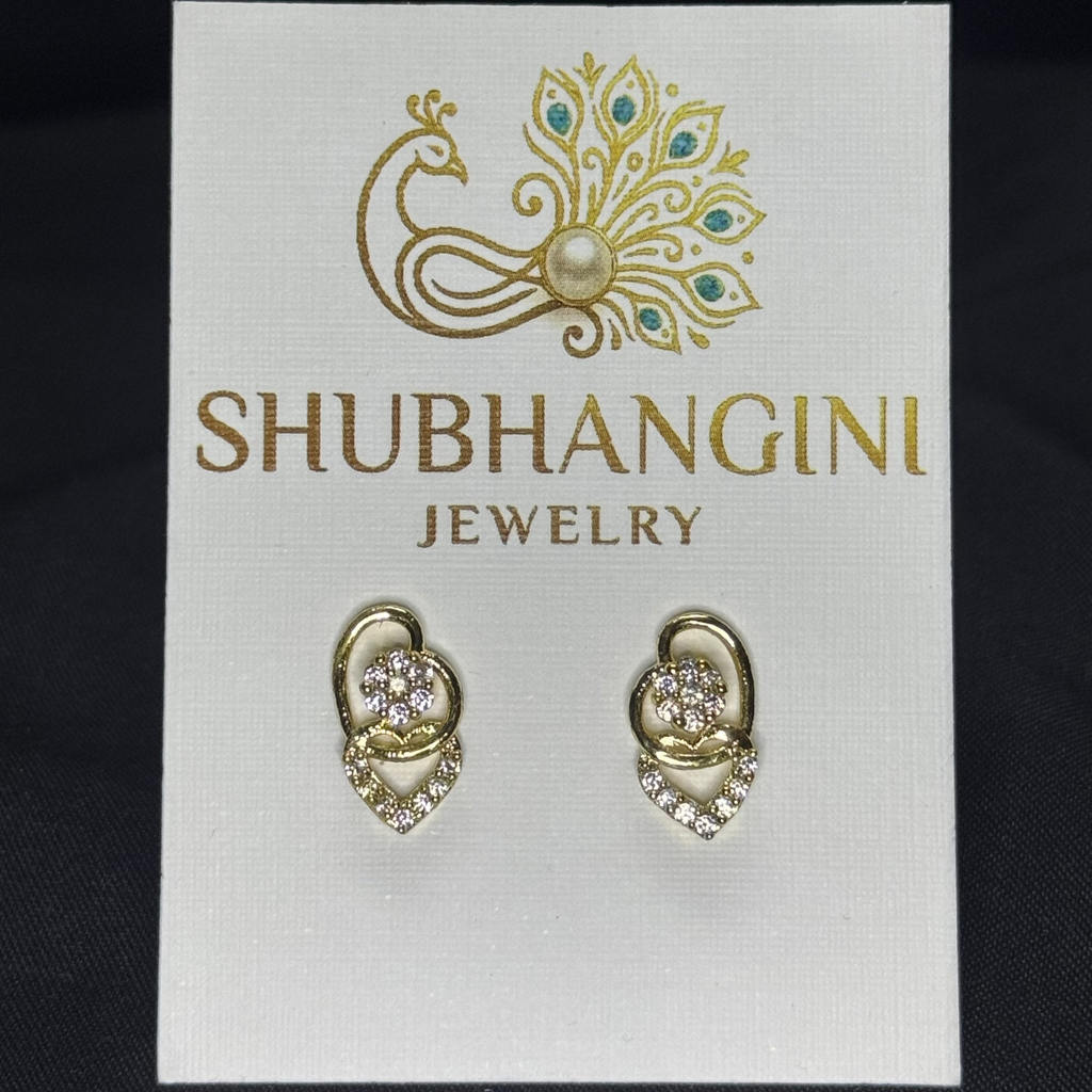 Double Heart Floral Stud Earrings