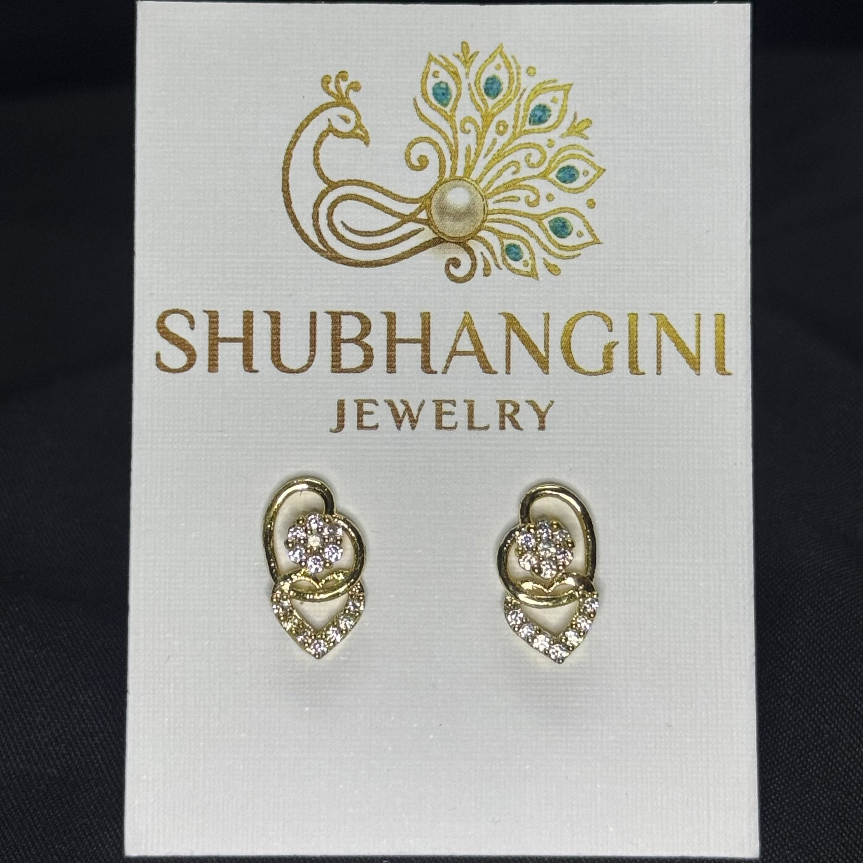 Double Heart Floral Stud Earrings