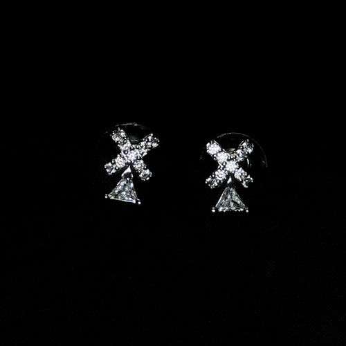 Crystal Cross & Triangle Drop Stud Earrings