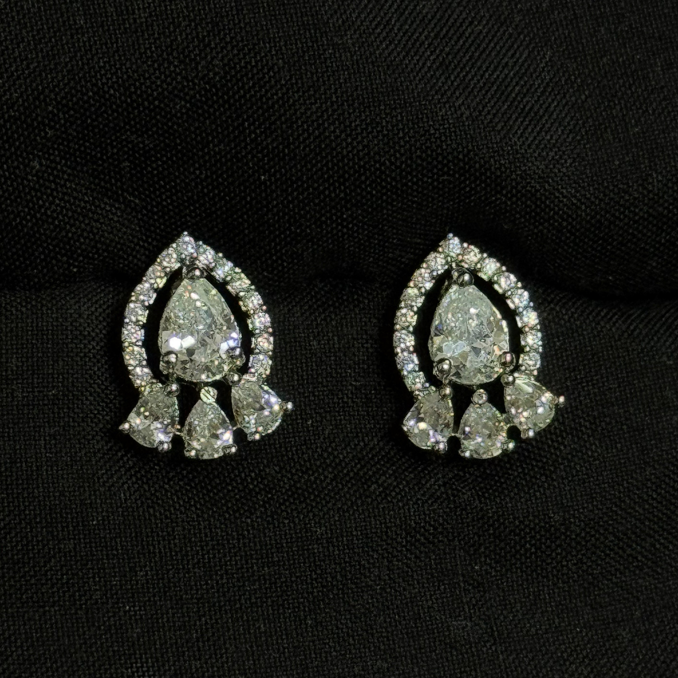 Tear Drop Chandelier Stud Earrings