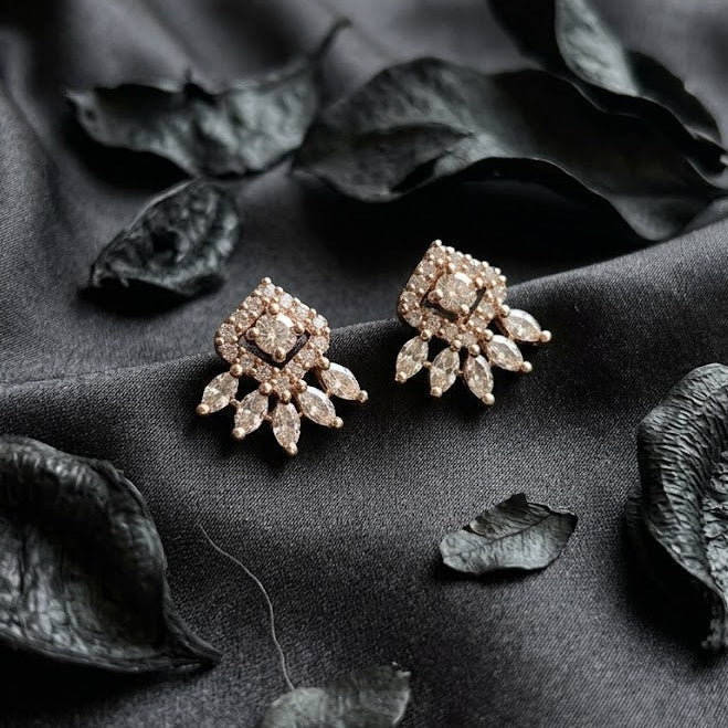 Diamond-shaped Cluster Stud Earrings