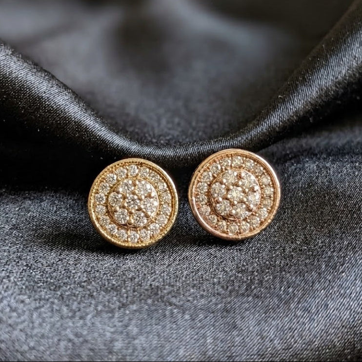Round Cluster Stud Earrings