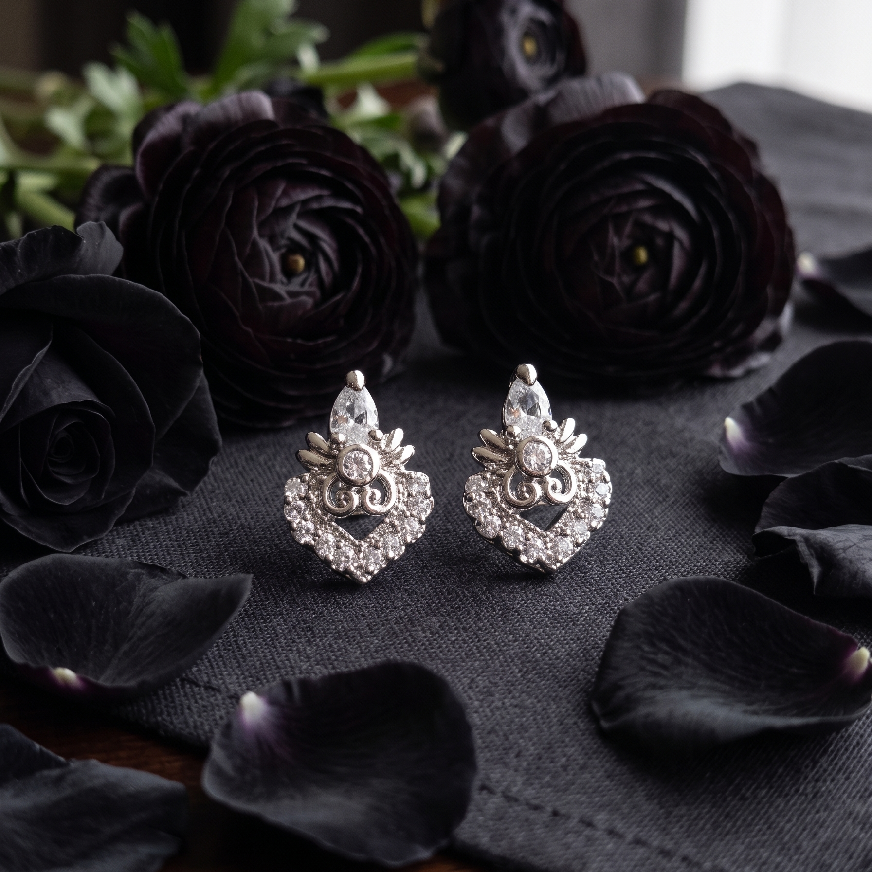 Crystal Silver Stud Earrings