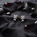 Crystal Cross & Triangle Drop Stud Earrings