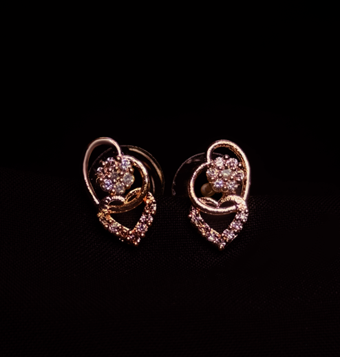 Double Heart Floral Stud Earrings