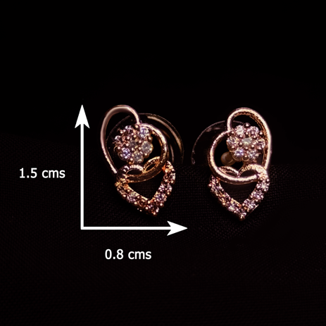 Double Heart Floral Stud Earrings